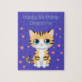 Happy Birthday mit Name Template Kids Cat Puzzle (Vertikal)
