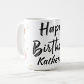 "Happy Birthday" mit Playful Geometric Confetti Kaffeetasse (Vorderseite Links)
