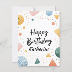 "Happy Birthday" mit Playful Geometric Confetti Postkarte
