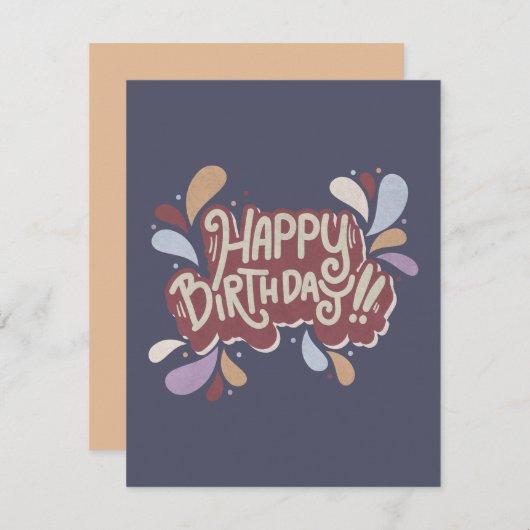 Happy Birthday Mitteilungskarte (Vorne/Hinten)