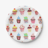 Happy Birthday Mixed Cupcakes Pappteller (Vorderseite)