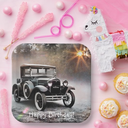 Happy Birthday Model A Car Pappteller (Party)