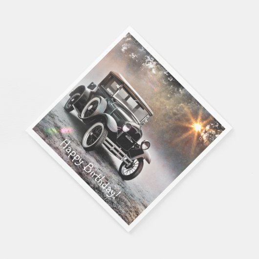 Happy Birthday Model A Car Serviette (Ecke)