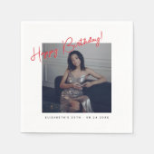 Happy Birthday Modern Aesthetic Script Serviette (Vorderseite)