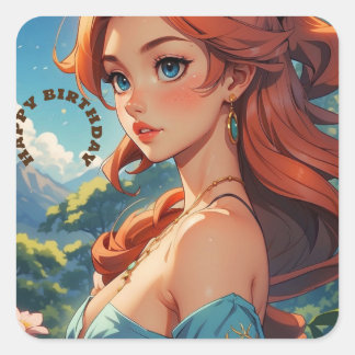 Happy Birthday Modern einfach Quadratischer Aufkleber