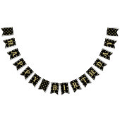 Happy Birthday Modern Elegantes Black Gold Dekor Wimpelkette (Alle)