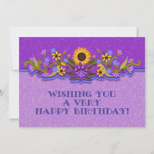 Happy Birthday Modern Folk Art Blume (Vorderseite)