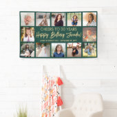 Happy Birthday Modern Foto Collage Green und Gold Banner (Insitu)