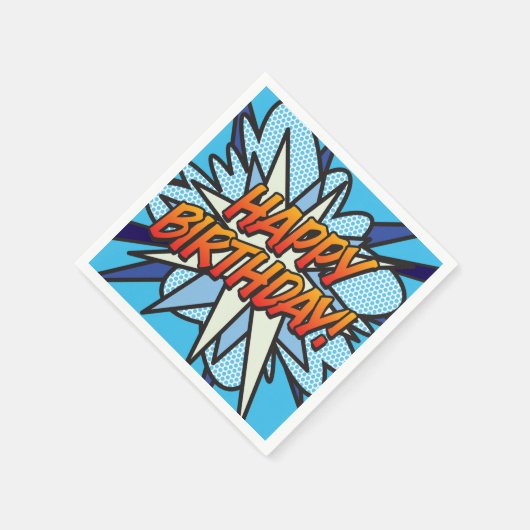 HAPPY BIRTHDAY Modern Fun Blue Serviette (Ecke)