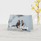 Happy Birthday Modern Handwriting Script Foto Karte (Gelbe Blume)