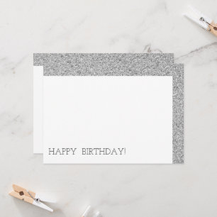 Happy Birthday Modern Luxury Custom Silver Glitzer Karte