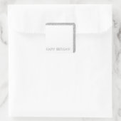 Happy Birthday Modern Luxury Silberner Glitzer Quadratischer Aufkleber (Tasche)