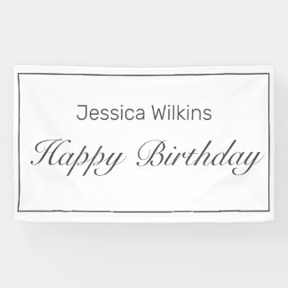 Happy Birthday Modern Minimalistisch White Black Banner