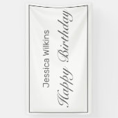 Happy Birthday Modern Minimalistisch White Black Banner (Vertikal)