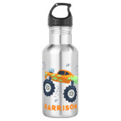 Happy Birthday Modern Monster Car Trucks Name Edelstahlflasche (Vorderseite)