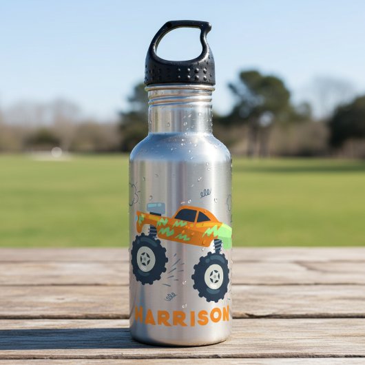 Happy Birthday Modern Monster Car Trucks Name Edelstahlflasche