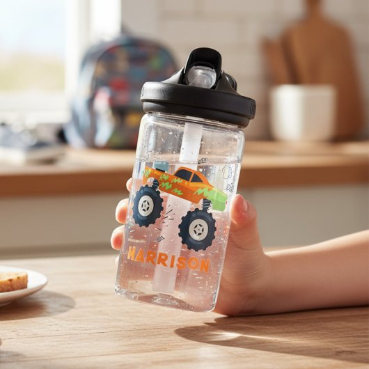 Happy Birthday Modern Monster Car Trucks Name Trinkflasche