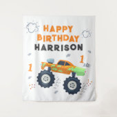 Happy Birthday Modern Monster Car Trucks Name Wandteppich (Vorderseite)