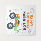Happy Birthday Modern Monster Car Trucks Name Wandteppich (Vorderseite (Horizontal))