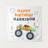 Happy Birthday Modern Monster Car Trucks Name Wandteppich (Vorderseite)