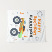 Happy Birthday Modern Monster Car Trucks Name Wandteppich (Vorderseite (Horizontal))