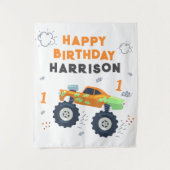 Happy Birthday Modern Monster Car Trucks Name Wandteppich (Vorderseite)