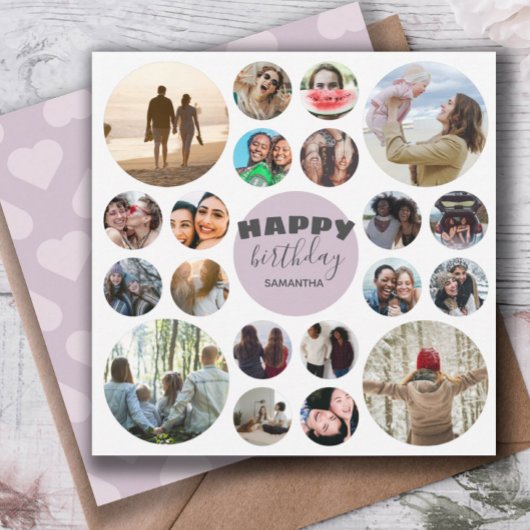 Happy Birthday Modern Pink 20 Foto Collage Karte