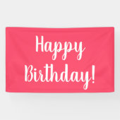 Happy Birthday Modern Pink White Typografy Banner (Horizontal)