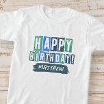 Happy Birthday Modern Playful Fun Einfache Begrüßu T-Shirt<br><div class="desc">Dieses einfache und moderne Design besteht aus niedlicher serifenloser Typografie.</div>