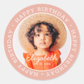 Happy Birthday Modern Preppy Custom Foto Runder Aufkleber (Vorderseite)