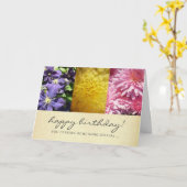 Happy Birthday Modern Script Floral Foto Collage Karte (Gelbe Blume)