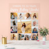 Happy Birthday Modern Script Foto Collage Party Acrylschild (Hochzeit)