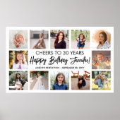 Happy Birthday Modern Script Foto Collage Party Poster (Vorne)