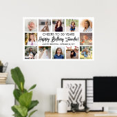 Happy Birthday Modern Script Foto Collage Party Poster (Heimbüro)