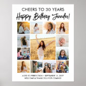 Happy Birthday Modern Script Foto Collage Party Poster (Vorne)