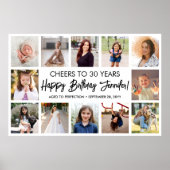Happy Birthday Modern Script Foto Collage Party Poster (Vorne)