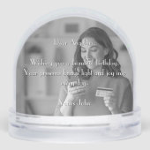 Happy Birthday | Modern Script Personalized Photo Schneekugeln (Rückseite)