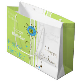 Happy Birthday Modern Simple Blume Green Große Geschenktüte