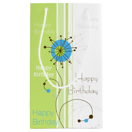 Happy Birthday Modern Simple Blume Green Kleine Geschenktüte (Rückseite)