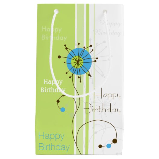 Happy Birthday Modern Simple Blume Green Kleine Geschenktüte (Vorderseite)