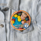 Happy Birthday Modern Simple Comic Cue Ball Foto Button (Beispiel)