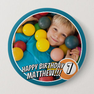 Happy Birthday Modern Simple Comic Cue Ball Foto Button