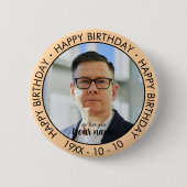 Happy Birthday Modern Simple Custom Foto Button (Vorderseite)
