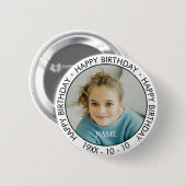 Happy Birthday Modern Simple Custom Foto Button (Vorne & Hinten)