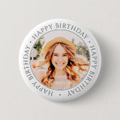 Happy Birthday Modern Simple Custom Foto Button (Vorderseite)
