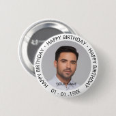 Happy Birthday Modern Simple Custom Foto Button (Vorne & Hinten)