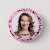 Happy Birthday Modern Simple Custom Foto Button (Vorderseite)