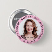 Happy Birthday Modern Simple Custom Foto Button (Vorne & Hinten)
