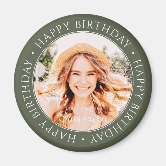 Happy Birthday Modern Simple Custom Foto Magnet (Vorne)
