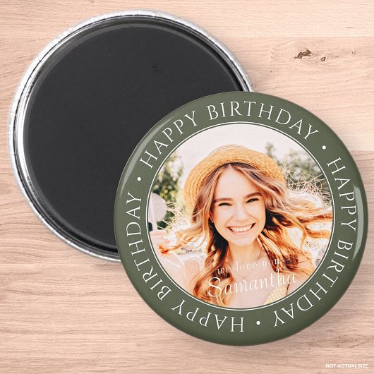 Happy Birthday Modern Simple Custom Foto Magnet